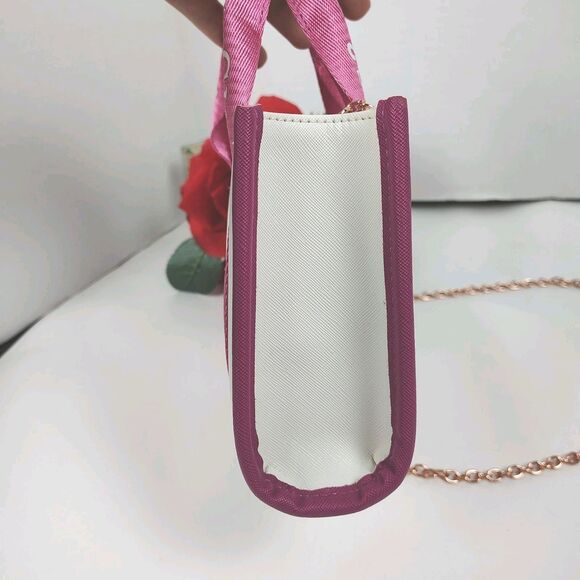 Deadstock Rare Cute Pink & White Guess Factory Logo-Tape Mini Tote Crossbody bag - Picture 12 of 16